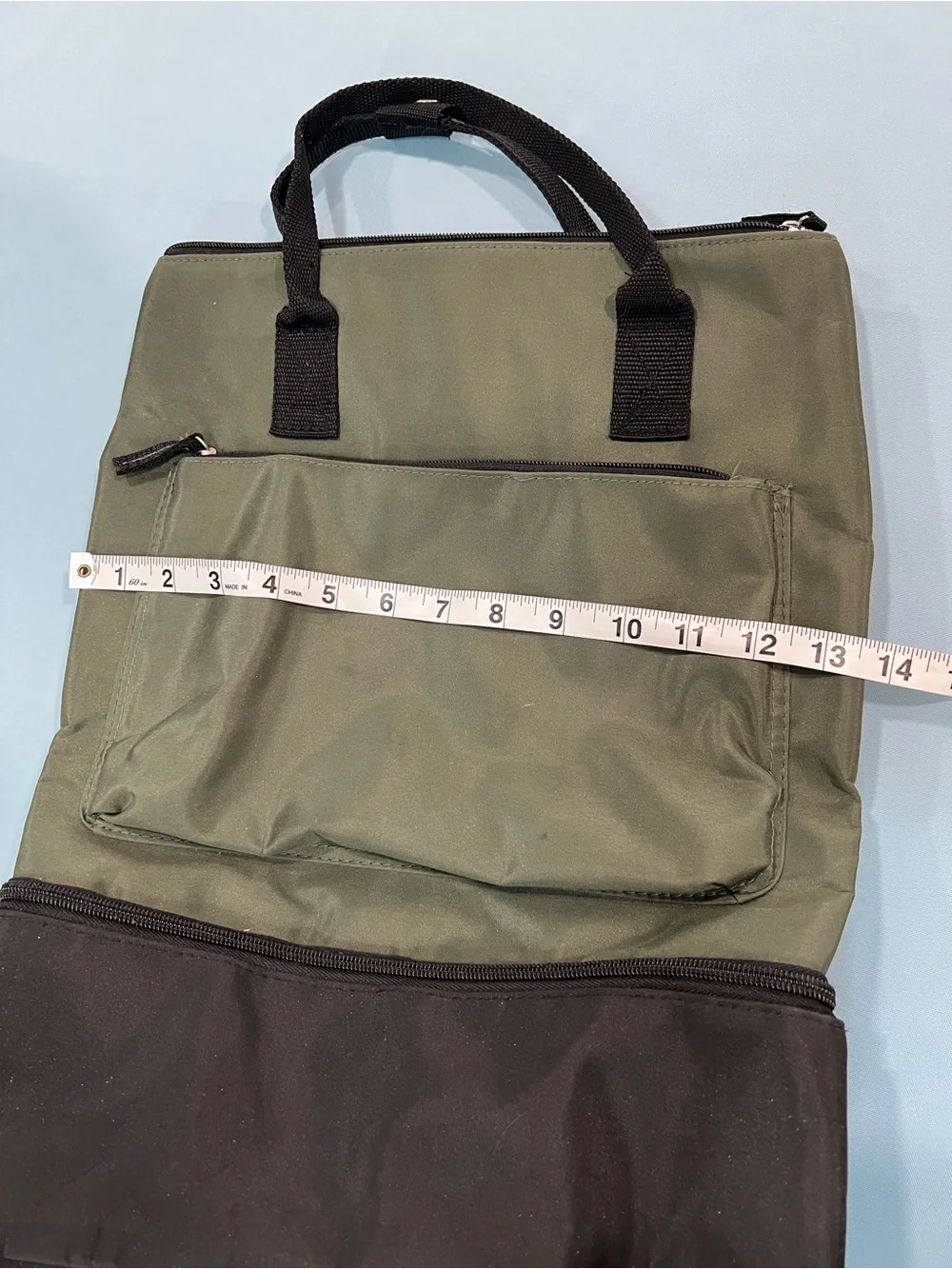 DSW Olive and Black Two-Tone Travel Backpack Tote - Picture 6 of 13